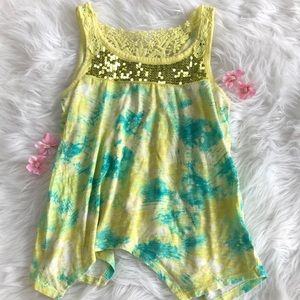 Justice Yellow and Blue Sequin Details Tank 💛💙